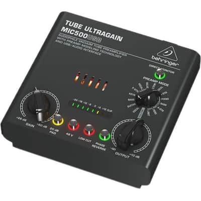 Behringer TUBE ULTRAGAIN MIC500USB Audiophile Vacuum Tube Preamplifier with Preamp Modeling Technology and USB/Audio Interface image 3