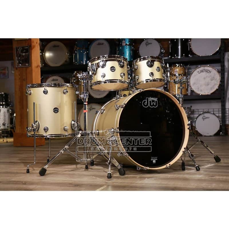 DW Performance 5pc Drum Set 22/10/12/16/14 Hard Satin Gold Mist image 1