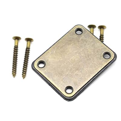 Relic Bronze Guitar Strat Tele Style Neck Plate with Mounting Screws image 3