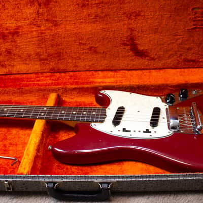 1966 Fender Mustang Guitar with Rosewood Fretboard - Dakota Red image 2