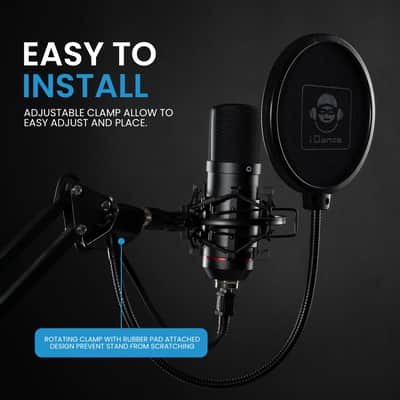 iDance Professional Microphone Pop Filter Shield, Wind Pop Screen with Flexible 360 Degree Gooseneck Clip Stabilizing Arm for Vocal Recording and Live Broadcasting image 4