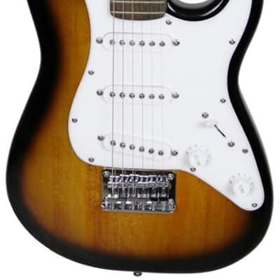 Fender Squier 3/4-Size Kids Mini Strat Electric Guitar - Sunburst w/ Amplifier image 2