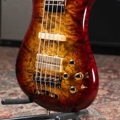 Warwick Limited Edition Masterbuilt Streamer Stage II NT 5-String Bass - Bleached Honey Sunset Burst in Natural Transparent High Polish with Gig Bag image 4