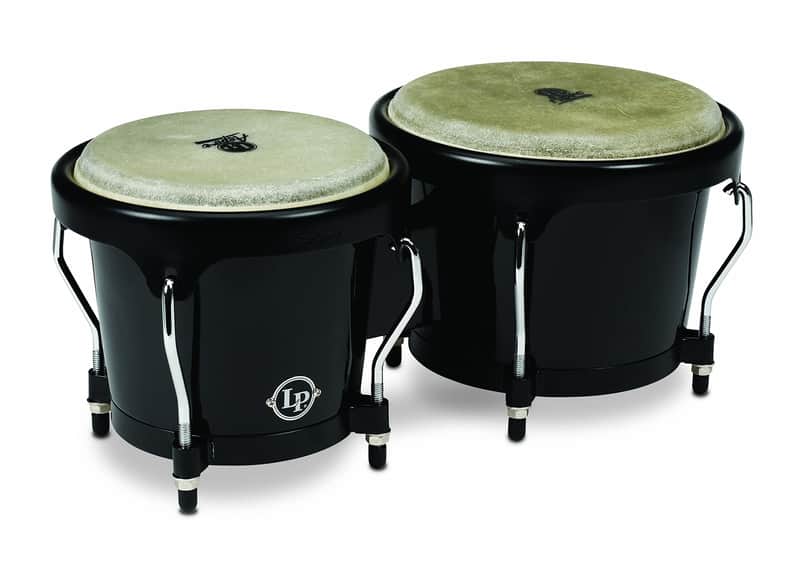 LP Aspire Fiberglass Bongo Set, Black with Black Hardware (LPA601F-BK) image 1