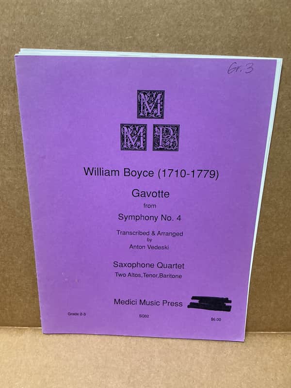 William Boyce Gavotte Saxophone Quartet SQ02 image 1