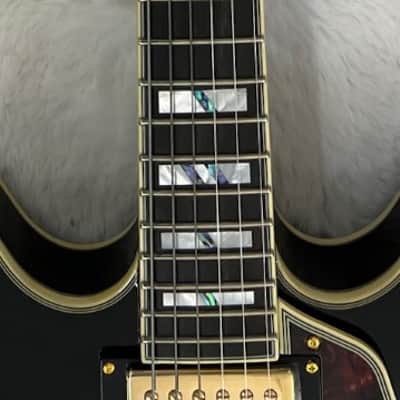 D'Angelico Excel Mini DC Semi-Hollow Body Electric Guitar Black, DAEMINIDCSBKGS image 7