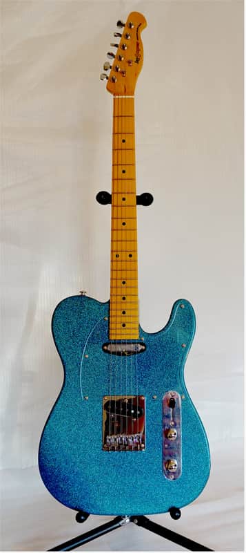 Leo Jaymz Elite Series "Popcaster" Electric Guitar - Sparkle Cyan Blue image 1