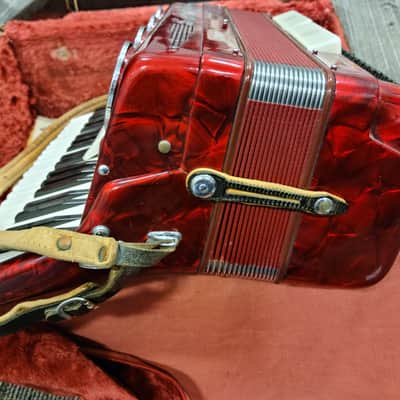 Scandalli  Maestrina Accordion 120 Bass With Case 1950s Pearl Red image 6