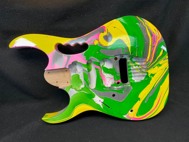 Neon multicolor swirled alder 6 string Jem style guitar body, LEFTY, HSH, AANJ, rear route- RB213 image 1