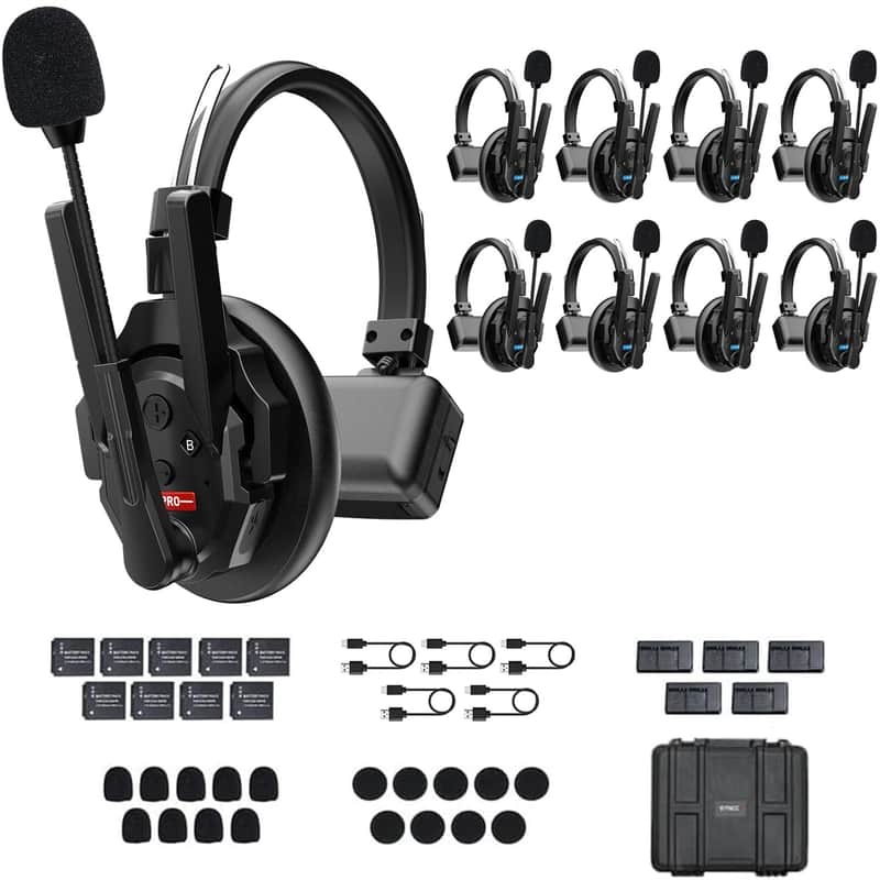 SYNCO XTalk XPro9 Wireless Intercom Headset System with Antenna Enhanced Signal Reception Support 500m/1640ft 2.4GHz 9-Person Team Communication,24-Hour Battery Life image 1