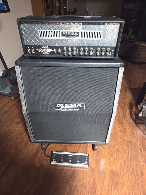 Mesa Boogie Triple Rectifier Solo Head 3-Channel 150-Watt Guitar Amp Head + Mesa Boogie 4x12 Oversized Diamond Plated Cabinet image 1