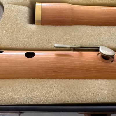 Vintage Moeck Tuju Bass Recorder in Natural Maple w/ Brass Rings image 3