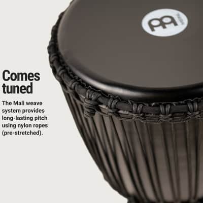 Meinl Percussion Djembe with Synthetic Shell, 12" Large, Rope Tuned Black Goat Skin Head (PADJ4-L-G) image 5
