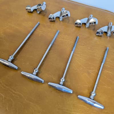 Pearl Hoshino MIJ Slingerland Torpedo Copy Bass Drum Tension Rods and Claws (x4) 1960s image 7
