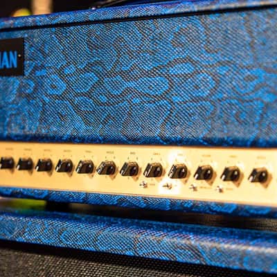 Friedman BE-50 Deluxe Head with 4×12 Cabinet - Blue Python Tolex image 2