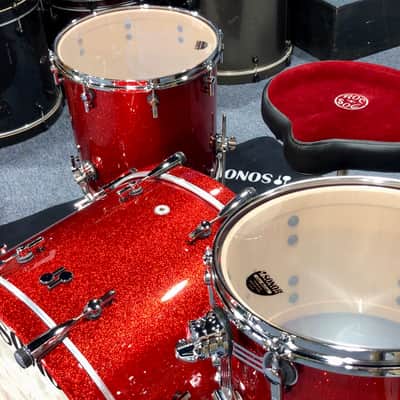 Sonor SQ2 Drum Kit Shell Pack Red Sparkle Lacquer 13/16/24 Vintage Maple Shells, Auth Dealer+Ship image 7