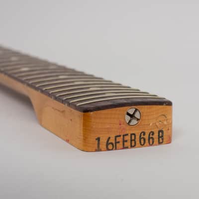 Fender  Mustang Solid Body Electric Guitar (1966), ser. #128090, original grey hard shell case. image 12