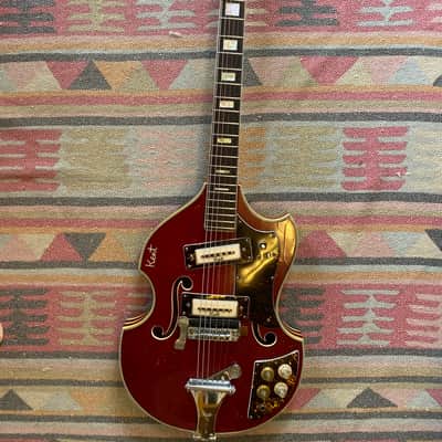 Kent 834 1960's Cherry Red Semi Hollowbody Guitar with white trim image 4