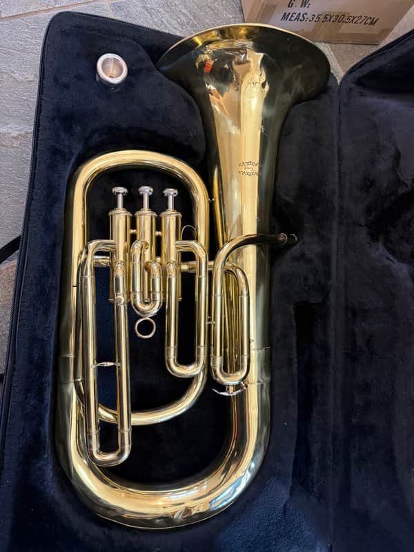Euphonium, 3  piston,   with case and  mouthpiece. Large bore image 1