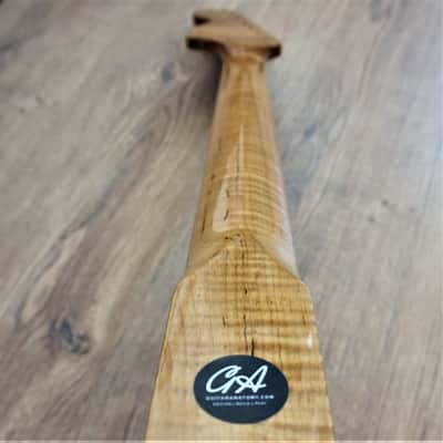 Stratocaster Rosewood and Roasted Flame Maple Guitar Neck 70s Large Headstock  with Pearl Inlays image 5