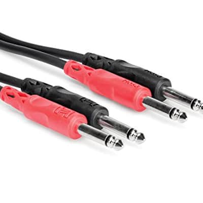 Hosa - CPP-203 - Two 1/4" Phone Male to Two 1/4" Phone Male Unbalanced Cable 10" image 1