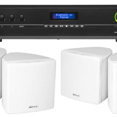 JBL Commercial Amplifier+(4) 3.5" White Cube Speakers for Restaurant/Bar/Cafe image 1