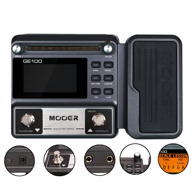 MOOER GE100 Multi-Effects Pedal 180s Loop Recording 23 Distortion 40 Drum image 1