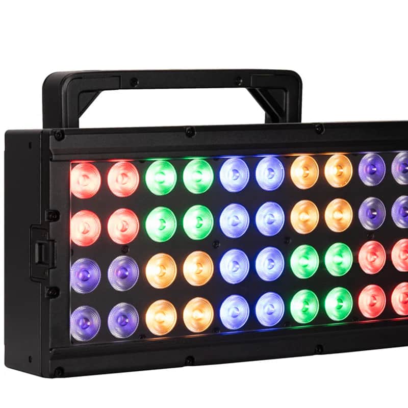 American DJ HEX444 40 HEX Panel features 40 high-performance 20W HEX LEDs (6-in-1: RGBAL+UV), 10 pixel-controlled sections, tunable white color temperature control, and Aria X2 management image 1