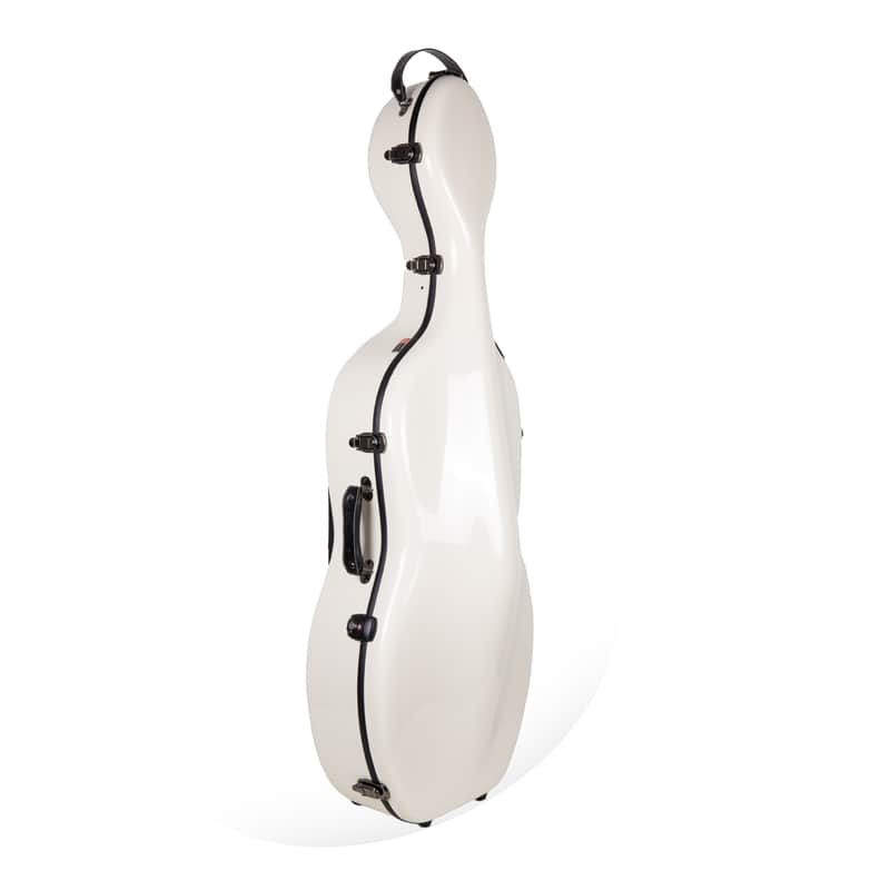 Crossrock Fiberglass Cello Case with Wheels - Fits 4/4 Full Size Cellos - Includes Padded Music Pouch, 3 Handles, Removable Shoulder Straps, Combination Lock - Milky White（CRF2020CEFMW） image 1