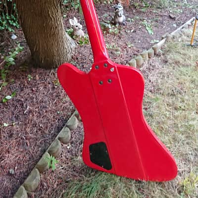 BURNY TB-70 Thunderbird Active Bass Japan circa 1987 in Fire Red with FGI Pickups image 3