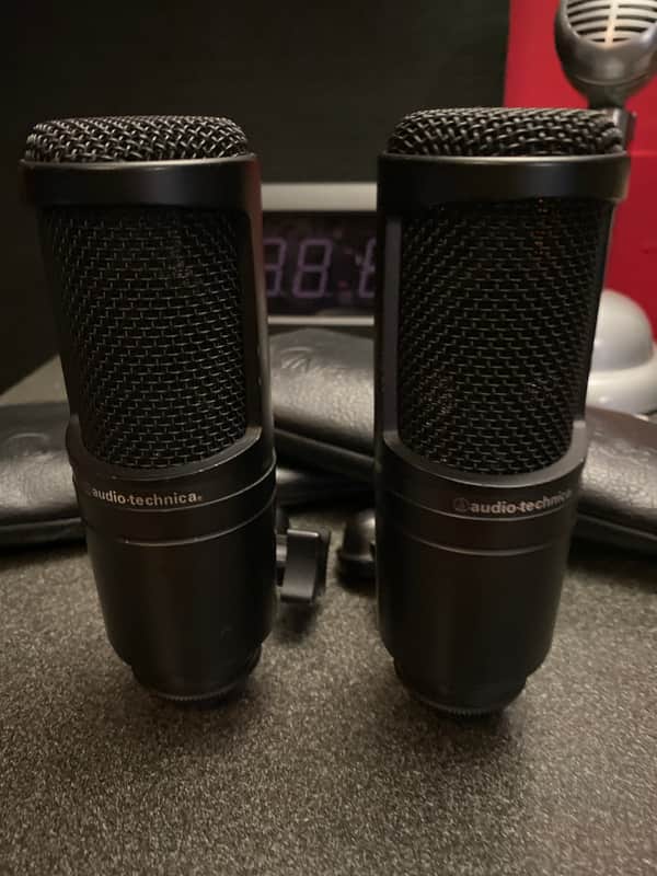 Pair of Audio-Technica AT2020 Large Diaphragm Cardioid Condenser Microphones image 1