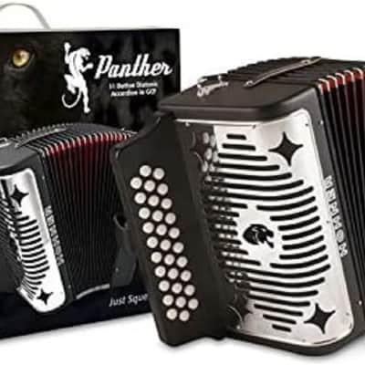 Hohner Panther G/C/F 3-Row Diatonic Accordion - Black image 2