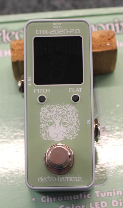 Electro-Harmonix EHX-2020-2.0 Guitar Bass Pedal Tuner Green w/Power Supply image 1