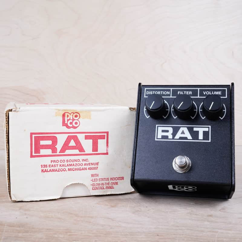 ProCo Rat 2 (Flat Box) Distortion 2000 Black Made in USA w/ Box, Warranty Card image 1