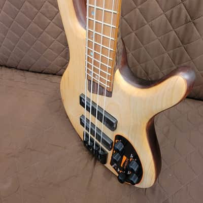 Cort B4ELEMENTOPN Mahogany Body Ash Top 5pcs Walnut & Panga Panga 4-String Electric Bass Guitar w/Hard Case image 11