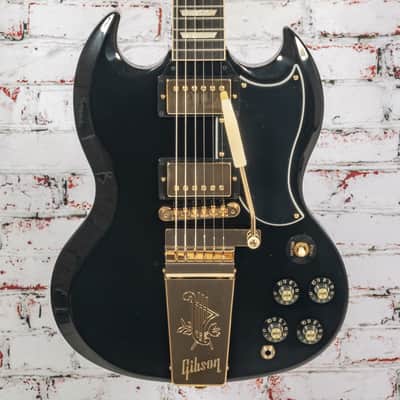 Gibson - SG Standard '61 Maestro Vibrola T-Type Electric Guitar with  '68 appointments - Ebony with Gold Hardware - with  Hardshell Case