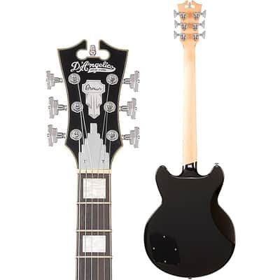 D'Angelico Premiere Series Brighton Solid Body Electric Guitar Double Cutaway Stopbar Tailpiece Regular Black Flake image 4