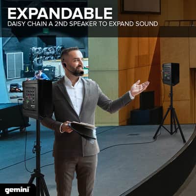 Gemini Sound Pro Audio GMU-HSL100 Plug and Sing Karaoke DJ Bluetooth Wireless UHF Band Headset/Lavalier Microphone with Cordless 1/4" Inch Jack Transmitter Adapter for Speakers image 6