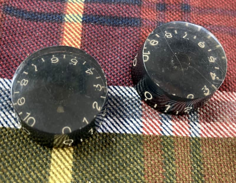 Two Black Vintage 1960s 1970s Japan Guitar Speed Knobs ~ Lawsuit-Era Les Paul image 1