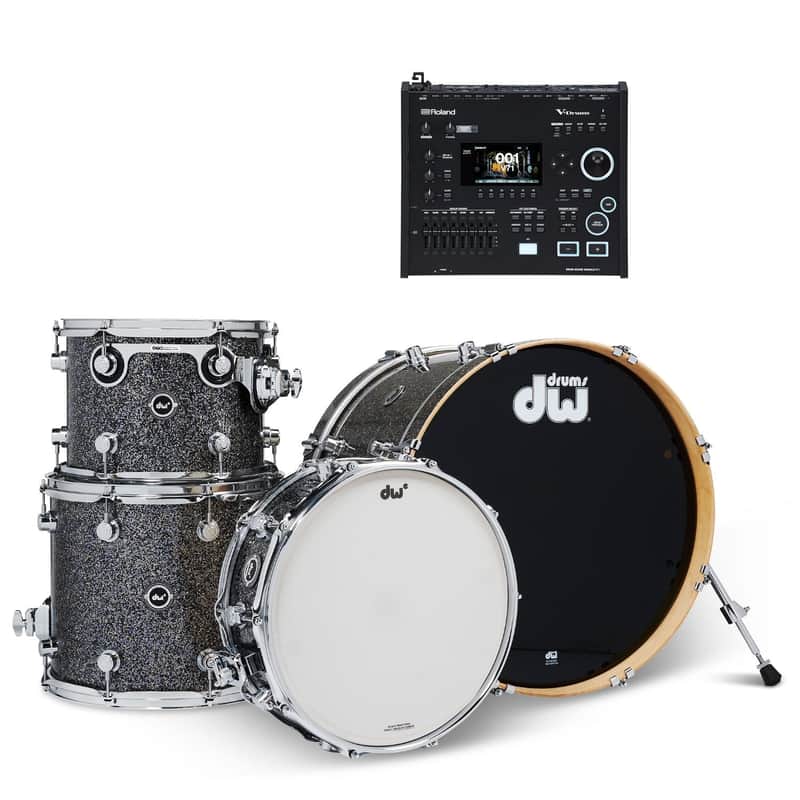 DW DWe 4pc Electronic/Acoustic Drum Shell Pack w/V71 Module Black Galaxy Bild 1