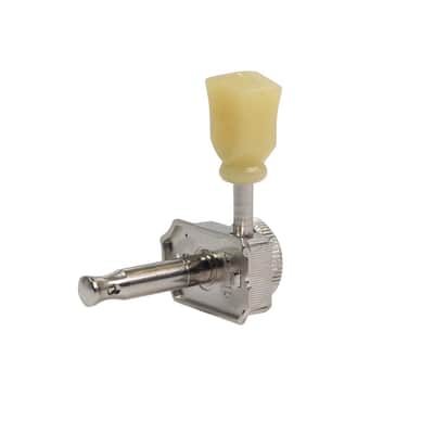 Vintage Deluxe 6 inline Guitar Locking Tuners Tuning Pegs Keys Machine Heads Set for Fender Strat Stratocaster/Tele Telecaster Style Electric Guitar, Nickel with Keystone Button image 4