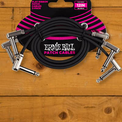 Ernie Ball Flat Ribbon Patch Cable - 12" - 3-Pack image 1