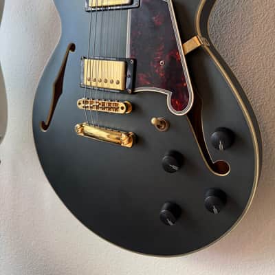 D'Angelico Deluxe SS Semi-Hollow Single Cutaway with Stop-Bar Tailpiece 2010s - Matte Midnight image 3