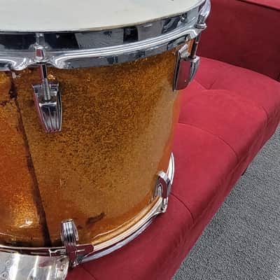 Ludwig Keystone Badge Marching Snare Drum 15x11 1964 - Gold Sparkle image 7