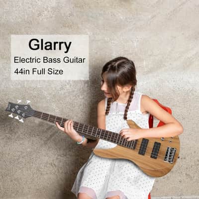 Glarry GIB 5 String Bass Guitar Full Size Open-coil HH Pickup Burlywood image 8
