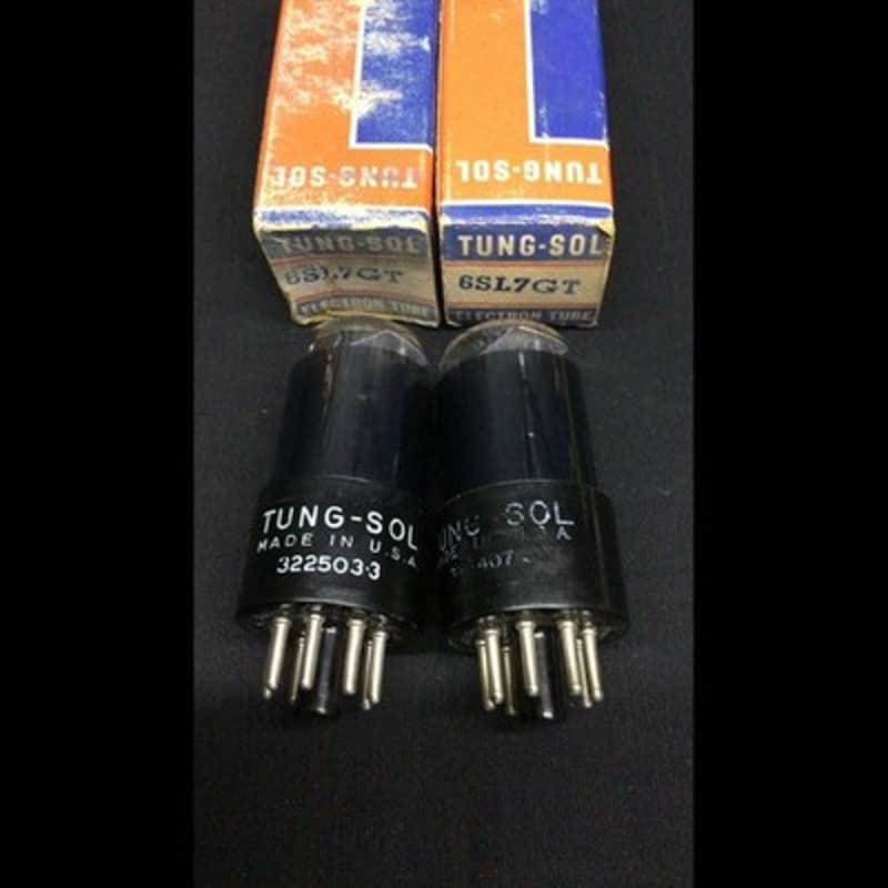 MATCHED Pair NOS TUNG SOL 6SL7GT Black Glass Vintage VACUUM TUBES K.9699 image 1