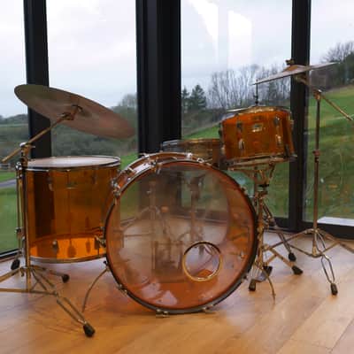 RARE Ludwig Vistalite Orange Drum Kit Owned by Michael Lee (Page & Plant) SIGNED - Delivery Available imagen 5