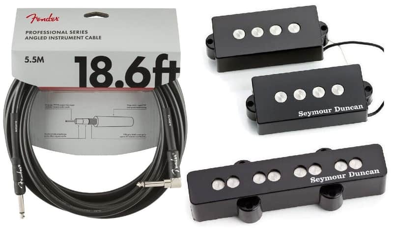 Seymour Duncan Quarter Pound PJ Precision P Jazz Bass Pickup Set SPB-3 & SJB-3 ( FENDER 18FT CABLE ) image 1