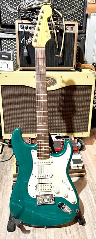 Fender American Deluxe Fat Stratocaster HSS with Rosewood Fretboard 1999 - 2003 - Teal Green Transparent