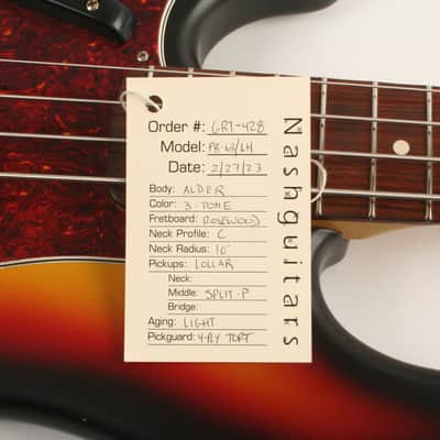Nash Bass PB-63 3 Tone Sunburst Lollar Pickups Left Handed GRT-428 image 9